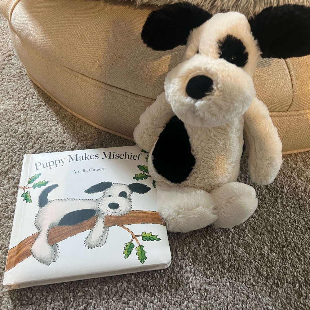 JellyCat Bashful Puppy with Book Set